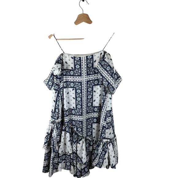 Cinq A Sept Minella Off The Shoulder Paisley Dress Ruffle Skirt Size 4 - Picture 6 of 11